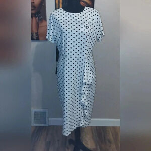 Conscious Collections Women's White And Black Polka Dot Dress Size Xl. New Tags